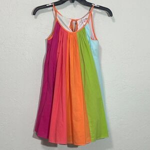 HaLaBaLoo Girls Rainbow Striped Trapeze Dress Halter Neck Multi Color Size 8